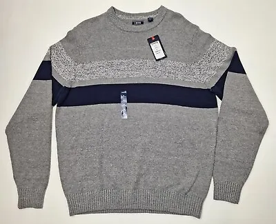 NWT! IZOD Fleece Colorblock Crew Neck Sweater - Medium Grey/Blue - Men's M • $13.95