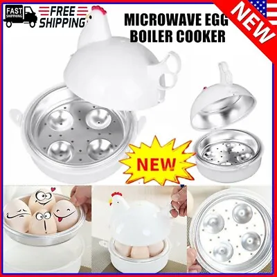 Chicken Shape 4 Eggs Steamer Boiler Kitchen Microwave Oven Supplies Cooker Tool • $10.16