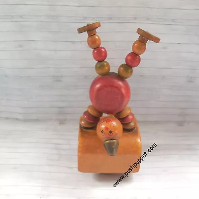 Kohner Acrobat Vintage Wood Push Puppet - Collapsing Press Up Toy Wakouwa • $29.99