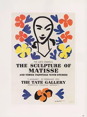 1989 VINTAGE H MATISSE ART COUNCIL  SCULPTURE PAININGS 1953  COLOR Offset Litho • $5