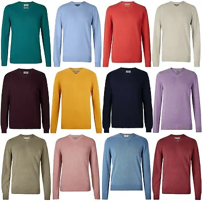 Mens V Neck Jumper New Ex-Famous Store New Mens Pure Cotton Sweater Pullover Top • £9.99