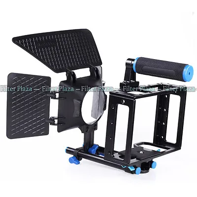 DSLR Camera DV Video Cage+Matte Box 15mm Rod Support For Canon 5D Mark II 7D 60D • $76.49