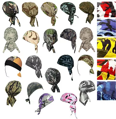 Camouflage Skull Cap Camo Doo Rag Bandana Headwrap Chemo Motorcycle Helmet Liner • $11.17