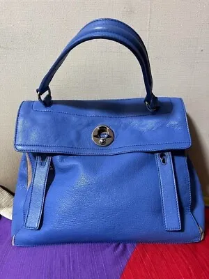 YVES SAINT LAURENT YSL Muse Blue Handbag Leather Two Way Shoulder Bag Used • $248.90