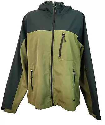 Double Diamond SIZE MEDIUM Full Zip Softshell Green Ski Rain Layer Jacket EUC • $28.99