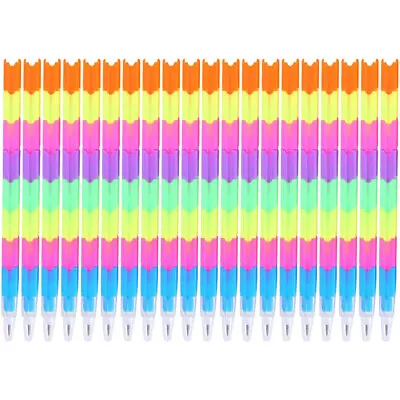  20 Pcs Colored Pencils Abs Toddler Stackable Crayon For Kids Students • £11.18