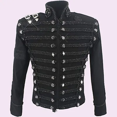 Men's Michael Jackson England Style Retro Black Military Jacket • $177.39