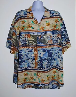 VTG JAM'S WORLD Sz XXL Button Front Flowers Leaves Hawaiian Print Shirt • $75