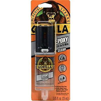 Gorilla 2 Part Epoxy 5 Minute Set .85 Ounce Syringe Clear (Pack Of 1) • $10.95