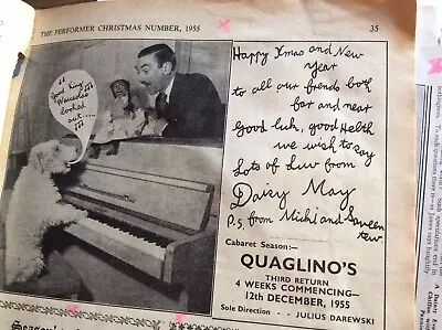 Kvc4 Ephemera 1955 Theatre Variety Advert Quaglino • $3.35