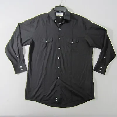 J. Ferrar Shirt Mens Large Black Button Up Long Sleeve Pockets Casual Men 1575 • $9