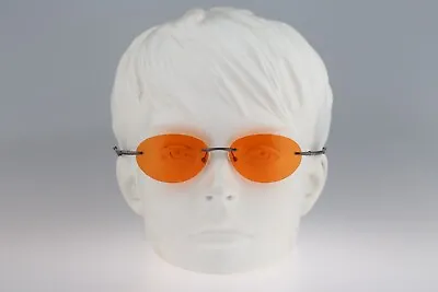 Romeo Gigli RG 52701 C Vintage 90s Tinted Orange Lenses Rimless Oval Sunglasses • $299.10