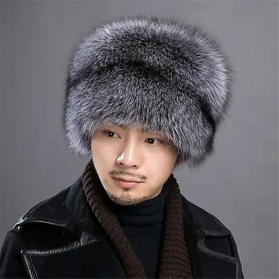 Men's Fox Fur Hat Thicken Winter Warm Big Round Cap Fashion Outdoor Handsome • $76.78