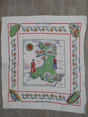 Welcome To Wales Map Small 'Vintage' Souvenir Tablecloth Cloth 75cm X 85cm • £39.95