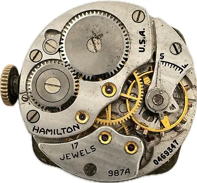 Vintage Hamilton 17 Jewel Mechanical Men's Wristwatch Movement 987A For Parts • $40