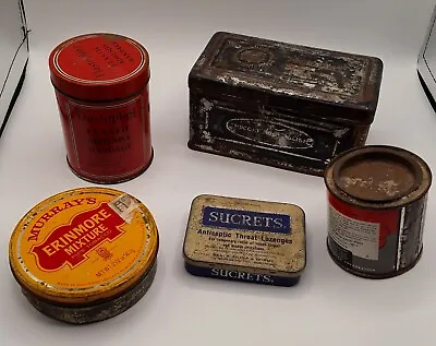 Vintage Tin Lot  Sucrets Erinmore Nugget Elastoplast Weldwood  Metal Box • $11.48