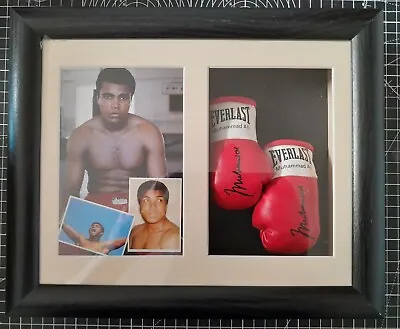 Muhammad Ali Miniature Framed Boxing Gloves Display Red • £24.99