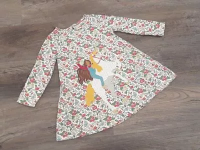 Mini Boden Girls Size 2-3 Floral Dress Pockets Girl Riding Unicorn VVGUC • $13.99