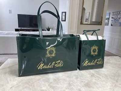 Marshall Fields Green Tote Vintage Bag New With Tags Small And Large Pair • $150