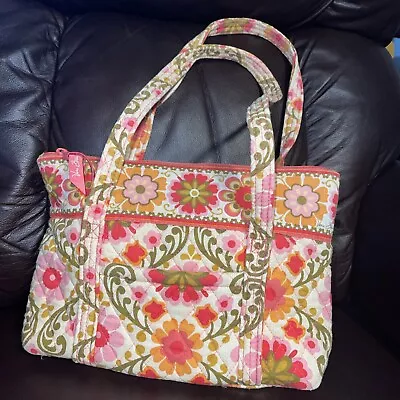 Vera Bradley Purse Quilted Cotton Pink Floral Multi Pocket Zipper • $14.99