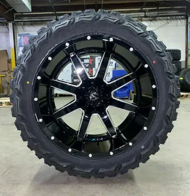22x12 Fuel D610 Black Maverick Wheels Rims 35  MT Tires 5x5 Jeep Wrangler JL JK • $3399