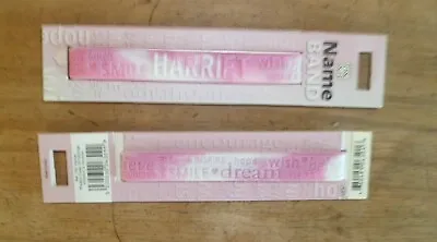 Girls Pink Personalised Carded Wristbands Various Embossed  Names • £1.99