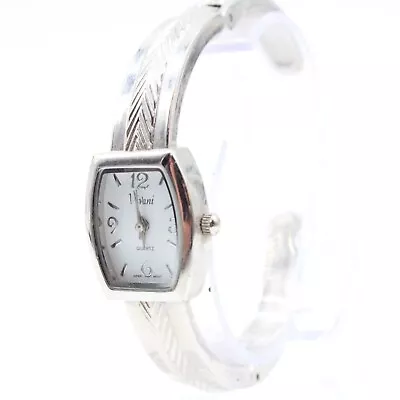 Vintage VIVANI Cuff Watch Womens Silver Tone Stainless Steel Classic White Dial • $12.99