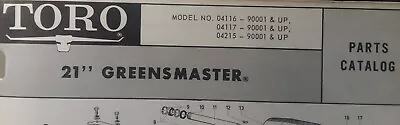 TORO 21  Greensmaster Walk-Behind Reel Lawn Mower Parts Manual 04116 04117 04215 • $84.84