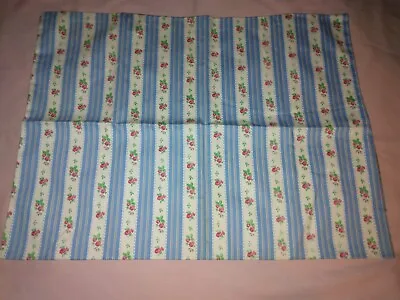 Blue Stripe Country Floral Pillow Ticking Case Vintage Unused 28 X21  • $25