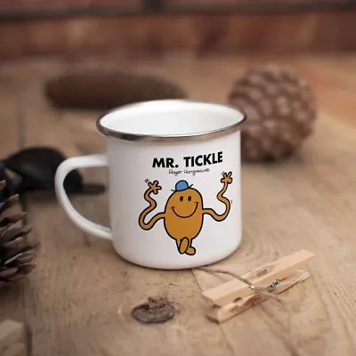 Mr Men Enamel Mug Mr Tickle 10oz Coffee Cup Steel Rim Kitchen Dining Drinkware • £8