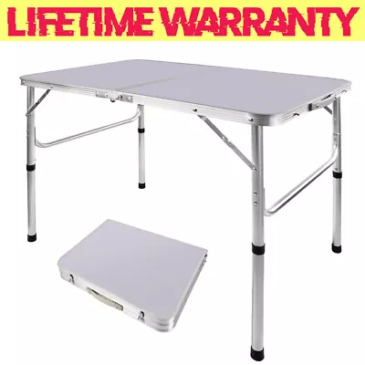 Folding Table Camping Outdoor Picnic Party BBQ Height Adjustable Portable 3FT • £21