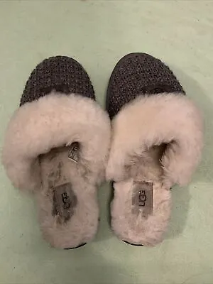 Women's F16221H  UGG COZY Knit Suede Slide Slippers Size 9 -Grey • $52