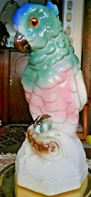 Vintage German Porcelain Perfume Lamp Night Light Boudoir Parrot Bird Working • $155.62