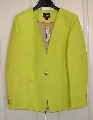 NWT J Crew Collection Sz 10 Lemon Sorbet Cotton Blend Alfie Blazer Jacket BP592 • $250