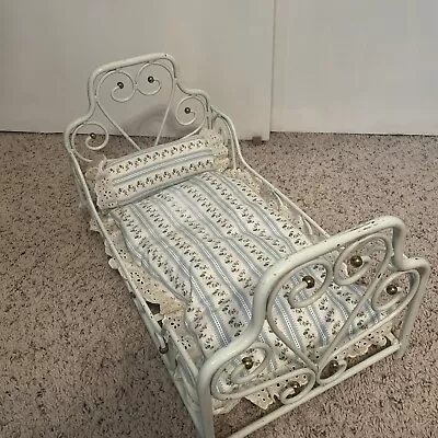 Vintage White Metal Doll Bed International Wrought Iron Co Pet Bed 23x12x11 • $52.94