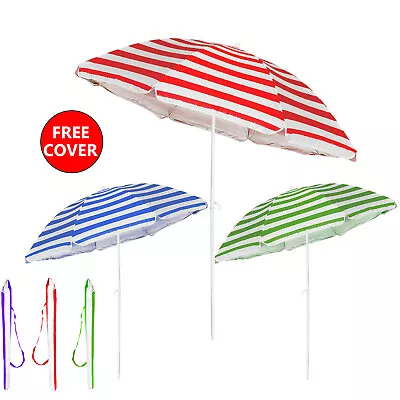 Beach Tilting Parasol Umbrella 1.8m Patio Garden Outdoor UV Protection Sun Shade • £8.45