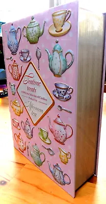 BISCUIT TIN Big 3D Book Of Teatime Afternoon Tea Treats Empty Brand New FREEPOST • £10.99