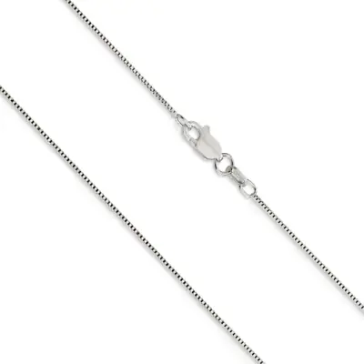 $129.78 • Buy 14K White Gold Solid Box Chain .7mm Wide Lobster Claw Clasp 16 18 20 22 24 Inch