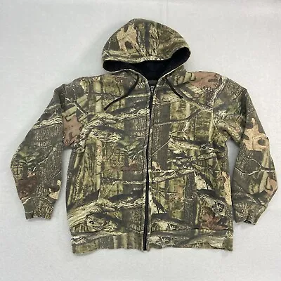 Mossy Oak Break-Up Infinity Camo Mens Hunting Hoodie Sz M Sherpa Lined Full Zip • $42.22