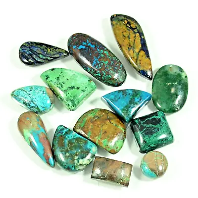 153.75Ct Chrysocolla Malachite Polished Cabochon Natural Gemstone Lot & Jewelry • $14.78