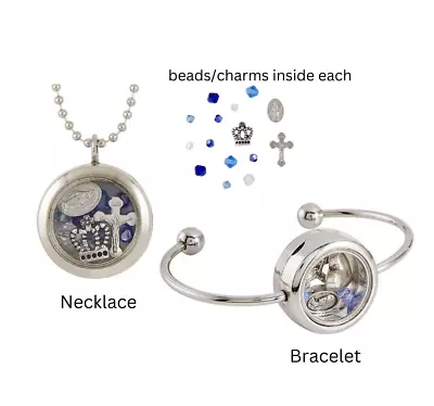  Floating  Miraculous Medal Magnet Locket Pendant Necklace & Bracelet Set Womens • $21.99