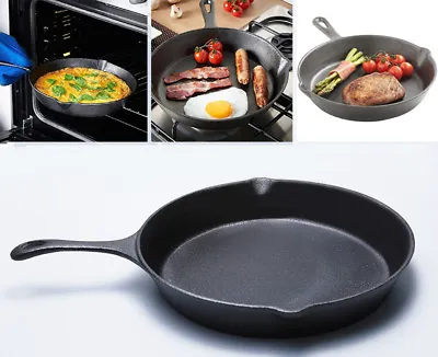 £21.59 • Buy Pre Seasoned Cast Iron Skillet Frying Pan Oven Safe Grill Cookware Griddle Pan