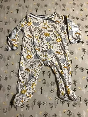 Mudpie 0-6 Months Sleeper Blue Stripes And Jungle Animals Baby Monkey Boys Cute  • $25