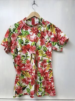 J. Crew Rash Guard Short Sleeve Floral Women’s Tropical Print Rashguard Size L • $28.95