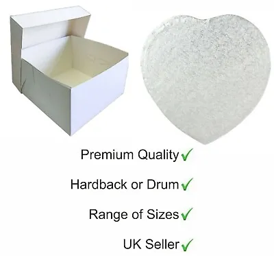 Heart Shaped Thick Cake Silver Board / Drum & Cake Box Combo 8  10  12  14  • £8.50