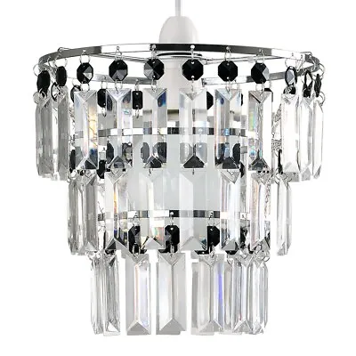 Easy Fit Ceiling Pendant Light Shade Acrylic Jewel Droplet Chandelier Lampshades • £15.29