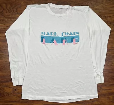 Vintage Mark Twain Lake T Shirt Medium White W3 • $19.95