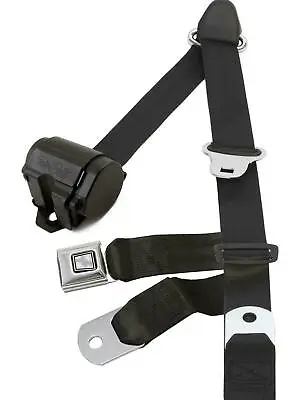 Black Pushbutton Shoulder Safety Belt - Bench Seat RetroBelt Seatbelt Classic • $86.99