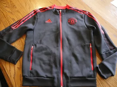 Mens Adidas Manchester United 202 Anthem Warm Up Jacket Medium Full Zip Black • $45