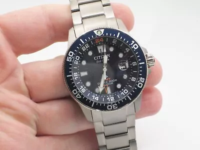 Citizen Eco Drive BJ7111-51M Titanium Diver GMT Watch For Parts Only Damaged • $106.25